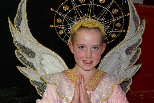 Maria ready to go in angel costume