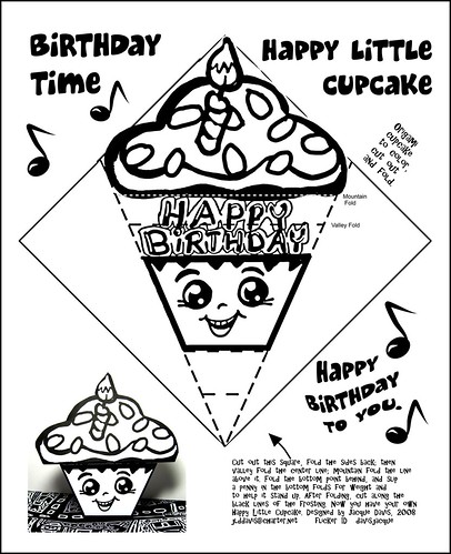 Birthday Party Coloring Pages. Happy Little Cupcake Birthday