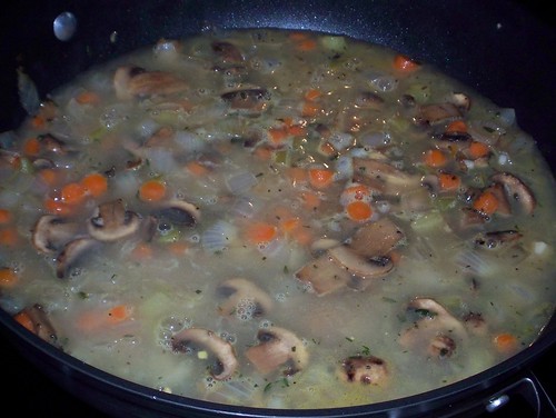 vegetables with broth for chicken pot pie