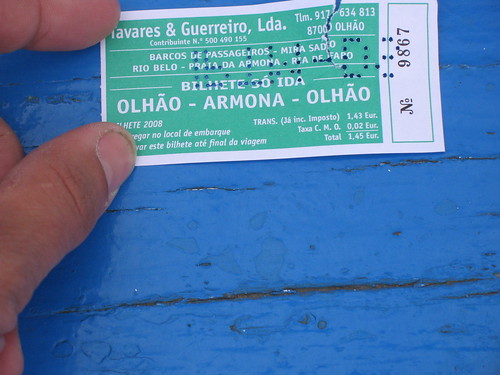 bilhete barco Olhão-Armona