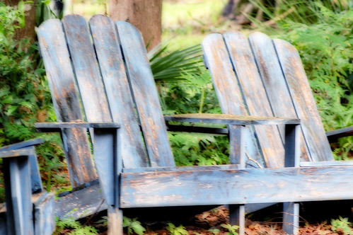 faded blue chairs 