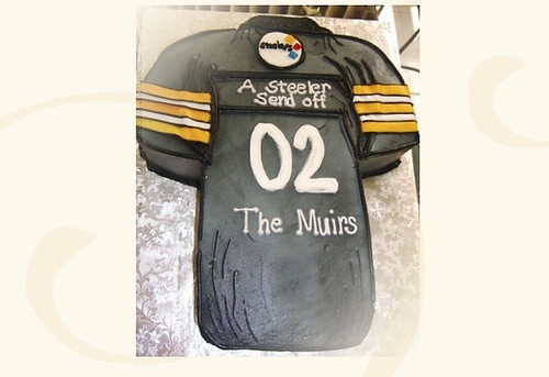 This Steelers jersey done by Scrumptious Wedding Cakes For the guy who has