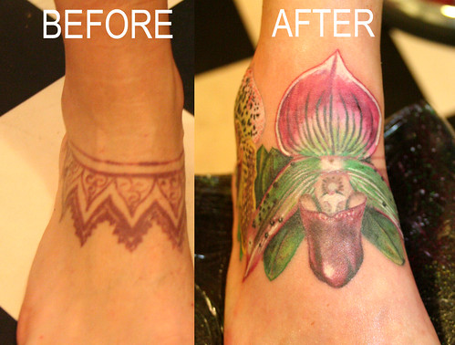 cover up-orchid flower tattoo by 