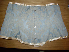 Blue brocade corset