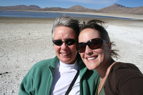 Clare and I rock the salt flats