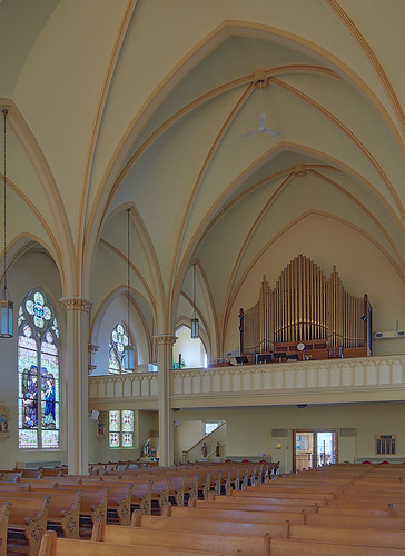 Saint George Roman Catholic Church, in New Baden, Illinois, USA - back of nave
