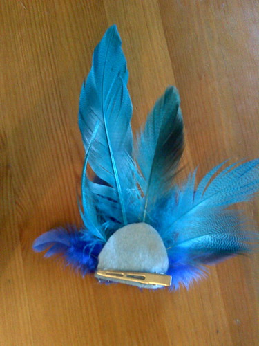 Turquoise feather fascinator