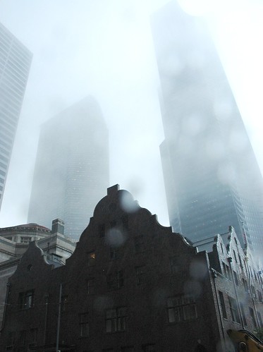 Fog and Rain, Seattle Columbia tower, above Men's Rainier Club, downtown Seattle, Washington, USA by Wonderlane