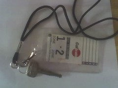 public transit pass and keys on lanyard with clip