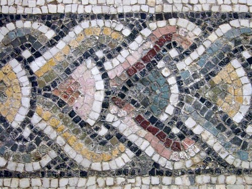 Roman limestone and glass mosaic floor