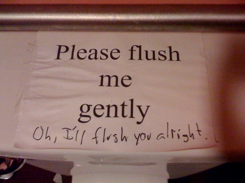 Please flush me gently (Oh, I'll flush you alright.)
