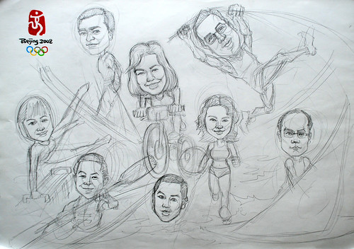 Group caricatures for Microsoft APAC Team pencil sketch