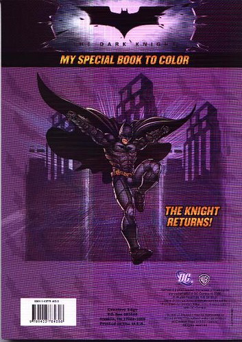 Back cover of The Knight Returns coloring book