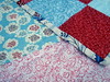 girls red blue patchwork quilt back, binding