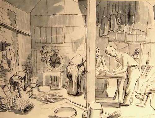 H.Q. Coy, Cookhouse on paper, unique Bawden, Edward 1940