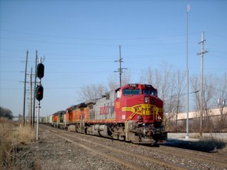 Southbound BNSF Railway unit grain train. Hawthorne Junction. Chicago / Cicero Illinois. March 2007.