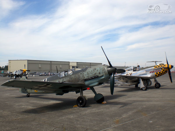 Messerschmitt Bf 109E-3 and North American P-51D Mustang  