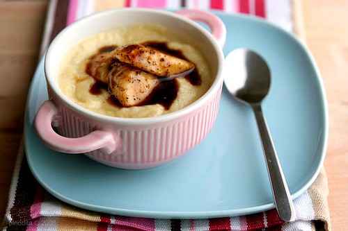 Butterscotch Pudding with Coffee-Caramelized Bananas