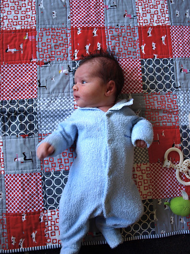 Joshua on his quilt
