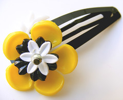 Yellow and Black Vintage Flowers Barrette