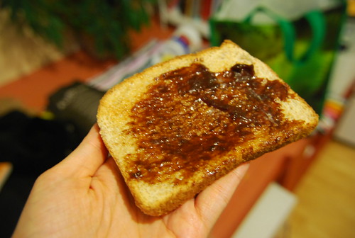 Toast with plum jam
