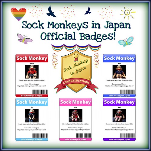 Sock Monkeys in Japan Official Badges (by martian cat)