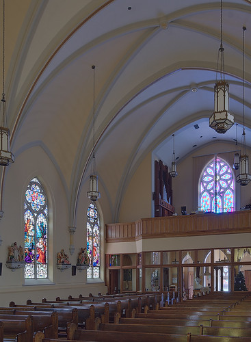 Saint Bernard Roman Catholic Church, in Albers, Illinois, USA - back of nave