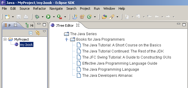 The JTree embedded in an Eclipse Editor