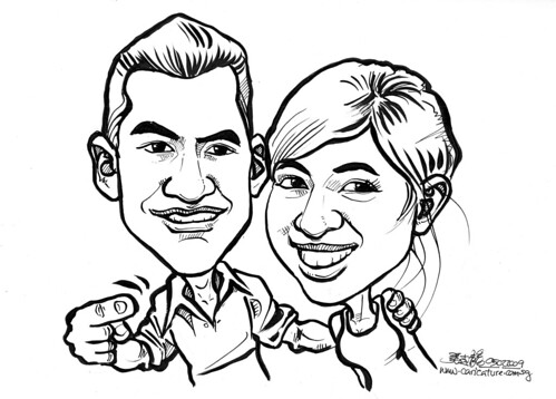 Couple caricatures in ink 050209