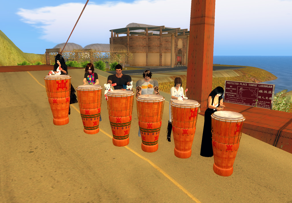 Playing African drums