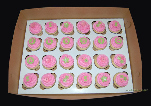 Pink and green cupcakes to celebrate 5 years with company copy