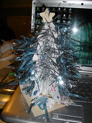 Christmas tree made of paper and tinsel