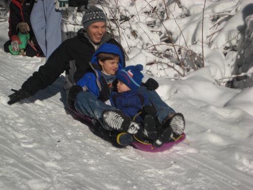 Boys sledding