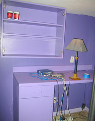 20071011 - The painting downstairs is done! - 140-4014 - purple cabinet and desk by ClintJCL
