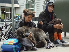 Homeless Couple with Dog in San Francisco