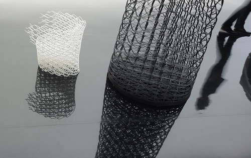 Elastic Diamond chair and display for Lexus by Nendo
