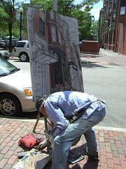 Artist Painting in Oils, en plein air - Boston