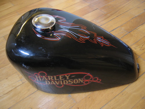 Just warming up with pinstriping on an old Harley Davidson Sportster gas 