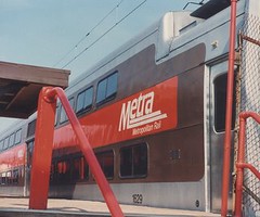 Central Electric Railfan's Association May 1990 Charter train at the Metra Electric vermont Street Station. Blue Island Illinois.