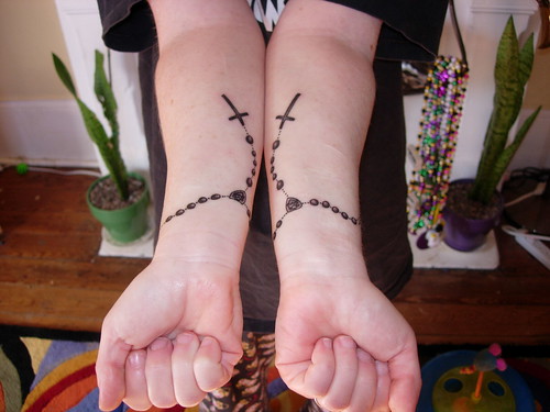 These tattoos on my wrists, done by Walt Clark of Nola Tattoo & Piercing, 