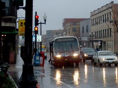 Southbound CTA Route # 11 Lincoln Avenue bus on a rainy morning. November 2006.
