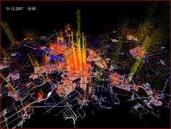 Text messaging activity at 16:00 hours (4 pm) on New Year's Eve in Amsterdam by realtimecity