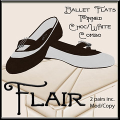 Flair-Ballet Flats-Pinned-Choc White Combo