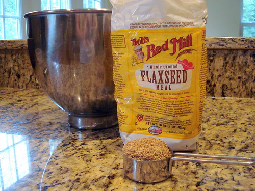Flaxseed meal. Supposedly, it has a lot of good fats or something.