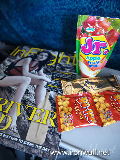 Seair Inflight snacks and magazine