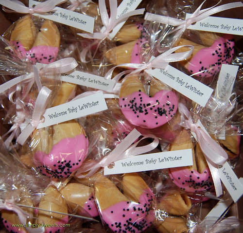 Chocolate dipped fortune cookie baby shower favors ladybug theme alt view