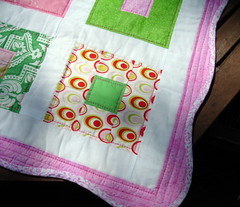 pink green quilt detail and binding