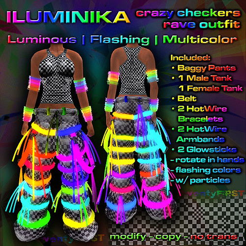 ILUMINIKA Crazy Checkers Rave Pants Baggy Outfit