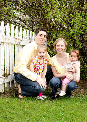 Family picture by fence
