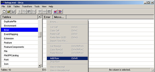 Error VBUC no Visual Studio installed ORCA Add Row